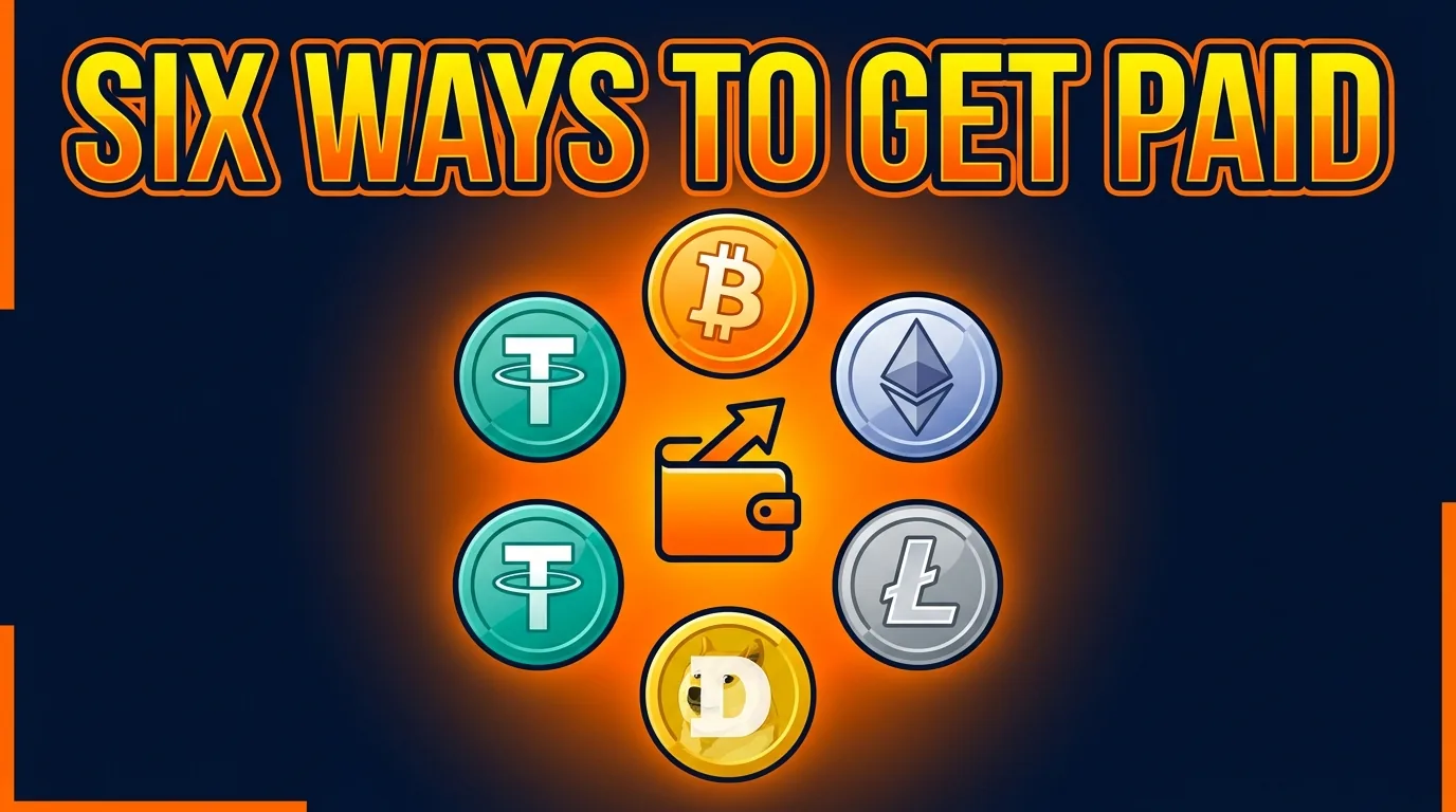 BTC, ETH, LTC, DOGE and USDT on either TRC20 or ERC20 — selected at registration, changeable at withdrawal.